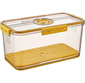 <b>Plastic</b> Rectangle Fridge Organizers with Drain Plate and Timer Multi-Size Egg Tray Set - Product Image 1