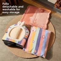 Maison pour chat transfrontalière en gros, détachable, lavable, de style fermé, offrant une sensation de sécurité et de chaleur, motif lapin arc-en-ciel, toutes saisons, pour animaux de compagnie