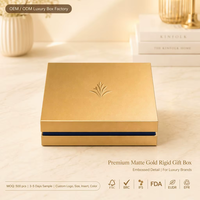 Boîte rigide en EVA gaufrée or mat avec base et couvercle, OEM ODM, FSC BRC FDA, emballage cadeau de luxe pour parfum, MOQ500