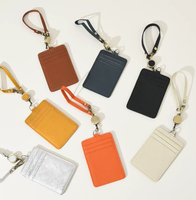 Porte-badge rétractable en cuir de vachette véritable, avec fentes pour cartes et fenêtre transparente, personnalisable avec logo OEM, vente en gros