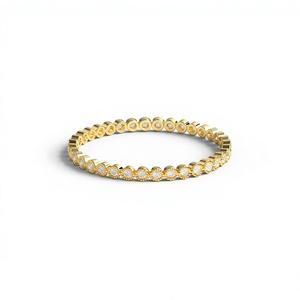 18K Gold Plated Vintage Milgrain Bezel Eternity Band Round Cut Diamond <b>Ring</b> For Women Full Eternity Stackable Wedding <b>Ring</b> - Product Image 1
