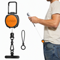 Sangle de téléphone antivol personnalisable avec logo, en acier durable, avec attache pivotante en métal, support de badge, porte-clés, mousqueton et cordon rétractable