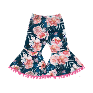 Pantalones de Campana para Bebés y Niñas Pequeñas con Pompones, Pantalones de Flores con Vuelo para Niñas Pequeñas - Product Image 2
