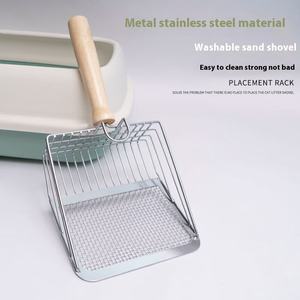 Pá para Areia de Gato em Aço Inoxidável Ecológica com Cabo Longo, Design de Furos Finos, Grande Capacidade para Excrementos, Lavável - Product Image 4