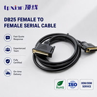 Kabel Paralel DB25 Female ke Female Kustom, Perakitan Kabel RS232 25 Pin D-SUB untuk Mesin Industri, Printer, dan Pengontrol PLC