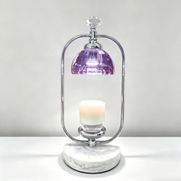 Lampe chauffe-bougie de luxe en cristal K9 multicolore à intensité variable, base en marbre, cadre métallique, pour fondre la cire, décoration maison, mariage, Noël, cadeau