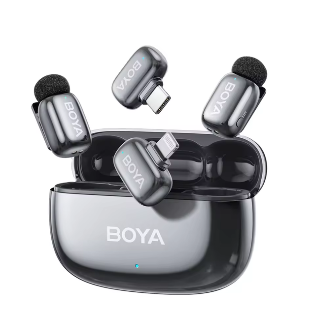 BOYA Mini 2 Wireless Lavalier Microphone AI Noise Reduction Mini Mic for iPhone 6-14/15-17 USB-C Android Phone Video Recording