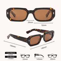 Lunettes de soleil rétro en acétate écaille de tortue, monture carrée fine, prêtes pour la prescription, unisexe, polarisées, protection UV400 TFB