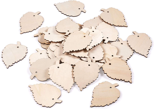 Colgantes de <span class=keywords><strong>Hojas</strong></span> de Madera Sin Terminar, Piezas de Madera en Blanco para Pintar, Adornos Colgantes para Proyectos de Arte y Manualidades - Product Image 3