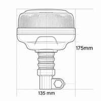 ECE R65 LED-Blitzleuchte 16W 12V 24V Flexi DIN-Stangenmontage Bernsteinfarbenes Blinklicht für Traktoren und LKWs