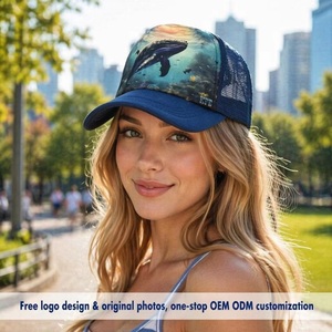 Casquette Trucker Personnalisée OEM ODM avec Logo Imprimé Baleine Ocean Filet – Vente en Gros Direct Usine, Livraison Immédiate, Faible MOQ - Product Image 4