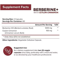 Dropshipping Premium 1200mg Berberine HCL 120 Capsules avec suppléments de cannelle de Ceylan pour adultes, comprimés de racine de berbérine HCI