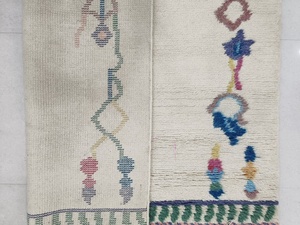 Ensemble de tapis marocain fait main et coussin de sol carré en mélange de laine et de soie, motif géométrique, noué à la main, tapis doux et durables - Product Image 3