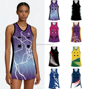 Abito da netball personalizzato FQ traspirante senza maniche con stampa Maori, abito da netball con stampa a foglie di <span class=keywords><strong>felce</strong></span>, abito da netball vintage con velcro per donna - Product Image 1