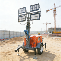 Tour d'éclairage mobile portable diesel de 7 m avec éclairage LED pour chantier de construction ou éclairage de jardin