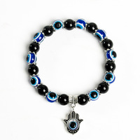 Vente en Gros Evil Eye 8mm Bracelet Cristal Pierre de Guérison Bracelet de Pierres Précieuses Gravées