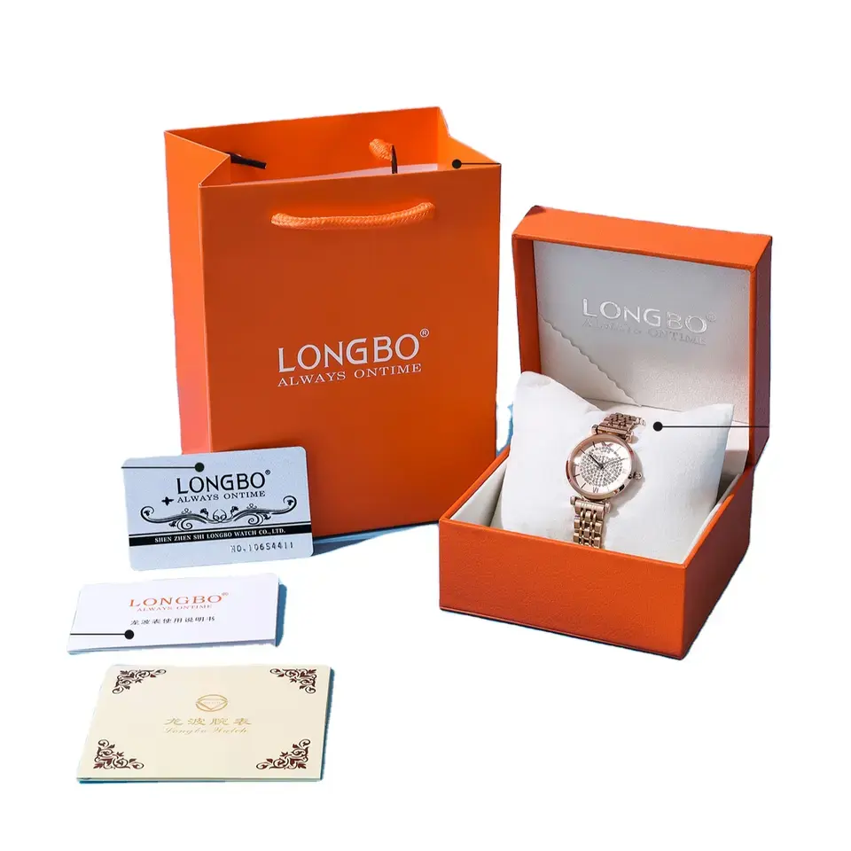 LONGBO High quality Watch custom logo leather luxury watch boxes cases packaging boxes for watches gift organizer box