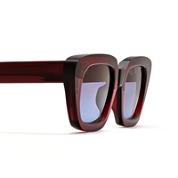 Lunettes de soleil carrées en acétate faites à la main, légères, de créateur, monture œil-de-chat surdimensionnée, protection UV400, tendance, en métal, pour hommes et femmes