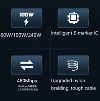 1M 60W Usb c a c Cable de carga rápida Ce Rohs Pd Nylon trenzado Oem 100W 240W con transferencia de datos de 480Mbps