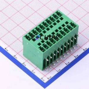 WJ15EDGRH-3.81-10P Plug-in Terminal Block Bent Lead Through Hole,P=3.81mm Board-to-Board / Socket - Closed 3.81mm Green - Product Image 1
