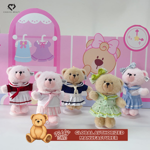 Teddy ISLAND Série de jupes personnalisées sous licence mondiale, Peluche ours en peluche mignonne avec jupe bleue - Product Image 3