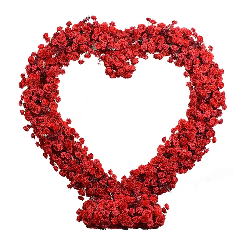 Kırmızı güller yapay çiçek kalp şeklinde düğün şekli diğer düğün süslemeleri