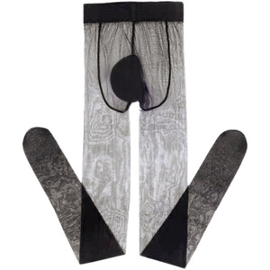 Calze di <span class=keywords><strong>Nylon</strong></span> nere con cavallo aperto collant trasparenti per donne e uomini in tinta unita in maglia traspirante - Product Image 2