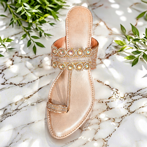 Sandales mules à enfiler en mousse avec imprimé strass dorés, plateforme, bout ouvert, talon couvert, pour soirée et extérieur - Product Image 1