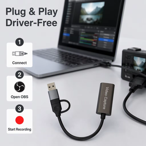 Adaptateur de capture vidéo audio USB 3.0 Type C compatible PS4/Xbox/<span class=keywords><strong>PC</strong></span>/Mac, enregistrement et diffusion en direct HD 1080p, carte HDTV - Product Image 4