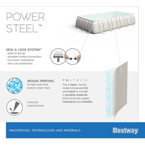 <span class=keywords><strong>Bestway</strong></span> 56475 7,32 m x 3,66 m x 1,32 cm(24 'x 12' x 52 ') Piscinas de marco <span class=keywords><strong>rectangular</strong></span> de acero eléctrico <span class=keywords><strong>Piscina</strong></span> de Salón Familiar - Product Image 5