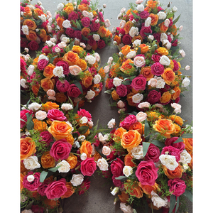 Customization <b>Artificial</b> Flower Ball Table Centerpieces Orange Red Rose Mixed Floral Art Arrangement Wedding Event Decorations - Product Image 6