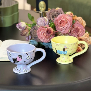 Taza de <span class=keywords><strong>café</strong></span> de cerámica bonita para niños al por mayor pintada a mano para niños niñas para el desayuno en casa agua cerveza té viaje-Nuevo diseño tazas - Product Image 3