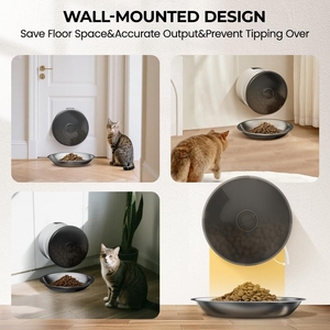 Comedouro Automático de Parede para Animais de Estimação com Tigela de Aço Inoxidável, Tampa Vedada e Design à Prova de Mofo para Gatos e Cães - Product Image 3