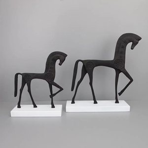 خمر معدن النحاس المال الحصان زخرفة الحصان الحيوان النحت ديكور مدخل المنزل - Product Image 3