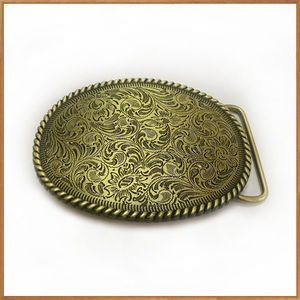 Benutzer definierte Western Cowboy antike Metalls chnalle Logo Zink legierung Blumen form Gürtels chnalle - Product Image 4