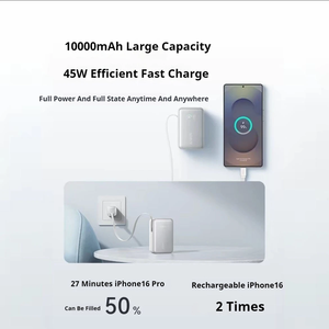 Anker <span class=keywords><strong>Nano</strong></span> <span class=keywords><strong>10</strong></span> 000 mAh 45 W Max, batterie externe compacte, chargeur portable, câble USB-C <span class=keywords><strong>de</strong></span> 2,3 pieds, entrée type-C pour iPhone - Product Image 4