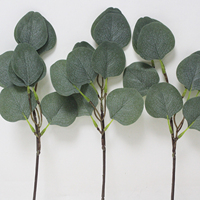 Tige d'eucalyptus artificielle argentée, fausses feuilles d'eucalyptus rondes, branche de verdure pour la décoration florale de mariage