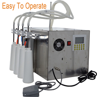 Machine de remplissage semi-automatique à 4 têtes avec commande au pédale anti-mousse pour eau, lait, sauce soja, vinaigre, jus et boissons