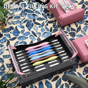 Kit de Restauración Dental de 7 Piezas con Mango de Silicona, Acero Inoxidable, Autoclavable, para Obturaciones Dentales - Product Image 2