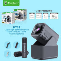 Projecteur LCD portable HT31 720P pour la maison avec Android 13, 120 lumens, support réglable, 1 Go de RAM/8 Go de ROM - Idéal pour les dortoirs