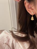 Boucles d'oreilles clous en argent 925 avec motif gourde en porcelaine bleue et blanche pour femme, nouveau style populaire 2026, nouveau design chinois, élégantes