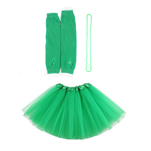 Disfraz de Tutú Verde para Adultos del Día de San Patricio, Conjunto de Falda Tutú con Lazo, Diadema, Tul Esponjoso y Trébol para Niña - Product Image 2