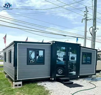 Maison conteneur extensible sur mesure de 20 pieds, maisonnette préfabriquée avec vitrage pleine hauteur pour villa ou complexe hôtelier
