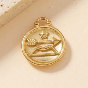 Liontin Zodiak Horoskop Konstelasi Berlapis Emas 18K dari Baja Anti Karat untuk Perhiasan DIY - Product Image 6