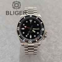 Reloj Personalizado Bliger NH34 de 40 mm, Reloj de Pulsera Mecánico de Acero Inoxidable, Resistente al Agua, con Esfera Luminosa, Esfera Negra, Lujoso, Estilo Seiko para Hombre