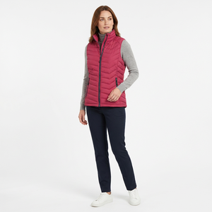 <b>Women's</b> Pink Quilted Vest With Zipper Closure Stand Collar Windproof Outer Wear Casual Style - Product Image 3