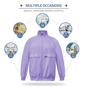 Uniforme Médico de Manga Larga para Enfermeras, Parte Superior de Tela Transpirable y Cómoda para Hombres y Mujeres, Chaqueta de Trabajo Médico con Bolsillo con Cremallera - Product Image 4