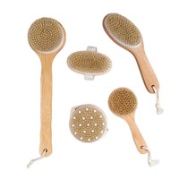 Brosse de bain exfoliante pour adultes en poils de porc, brosse corporelle sèche à long manche pour le dos, vente chaude