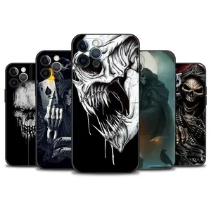 Grim Reaper Schedel Gsm Case Voor Apple Iphone 14 13 12 11 Pro Max Xs Xr X Max Cover Zwart fundas Voor Iphone 7 8 6 Plus 6S