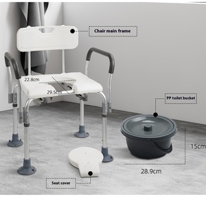 Silla con inodoro 4 en 1 de alta resistencia, capacidad de 400 libras, cómoda acolchada ajustable para cabecera, brazo trasero para baño, silla con inodoro médico - Product Image 2
